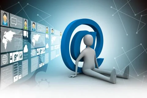 3d person e mail symbol Stock Illustration