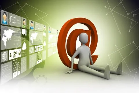 3d person e mail symbol Stock Illustration