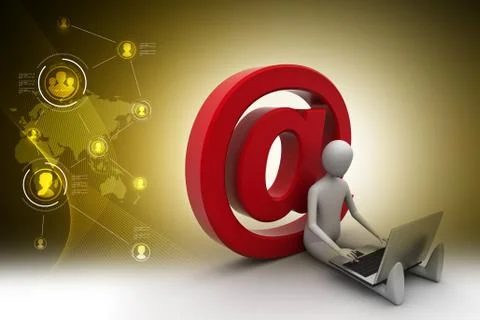 3d person with e mail symbol and laptop Stock Illustration