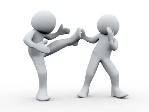 3d person fighting Stock Illustration