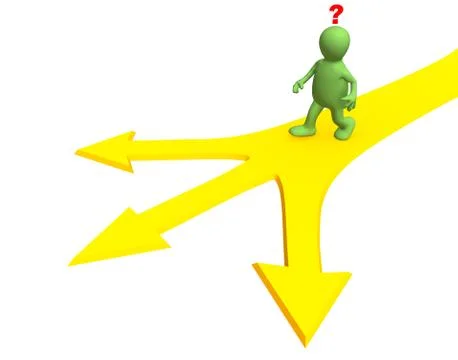 3d person, going to a fork of three roads 스톡 일러스트