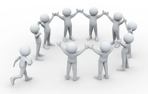 3d person joining team Stock Illustration