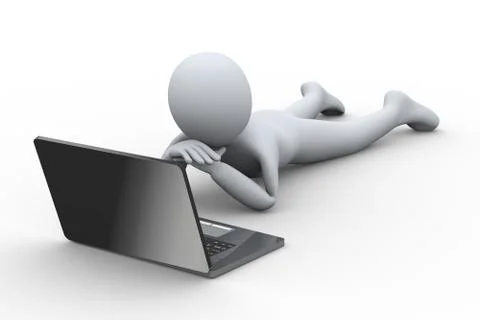 3d person looking at laptop Stock Illustration