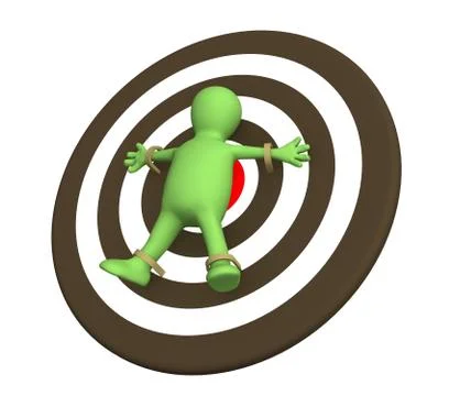 3d person puppet adhered to target Stock Illustration