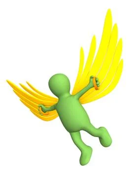 3d person - puppet, flying on artificial wings Stock Illustration
