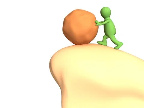 3d person - puppet a pushing stone to a chasm Stock Illustration