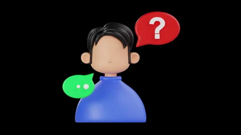 3D Person With Question Mark Icon Animation | Alpha Channel Stock Footage 311601690