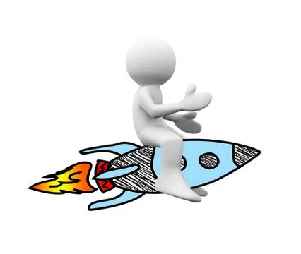 3d person rocket ride Stock Illustration
