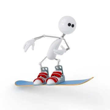 The 3d person on a snowboard. Stock Illustration