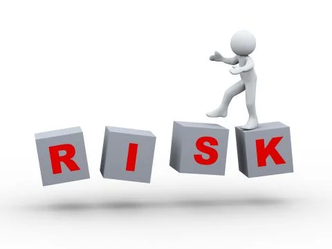 3d person walking on risk cube Stock Illustration