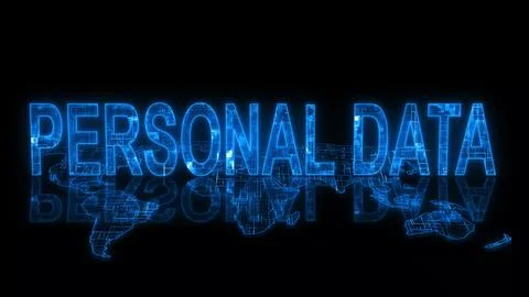 3d personal data text technology earth map glowing Illustrazione stock