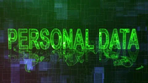 3d personal data text technology earth map 스톡 일러스트