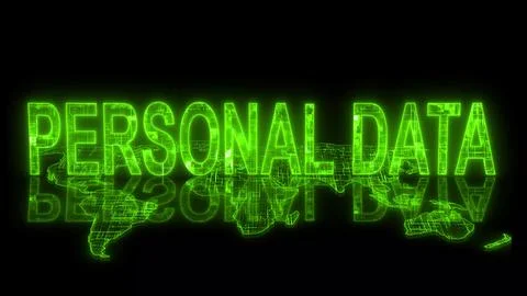 3d personal data text technology earth map glowing green Illustrazione stock