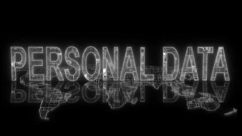 3d personal data text technology earth map glowing white Illustrazione stock