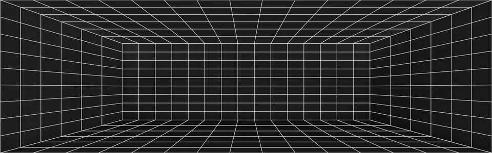 3D perspective of black wireframe room background 스톡 일러스트