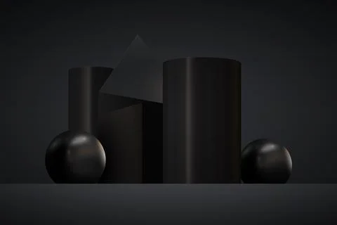 3D perspective dark geometric background. Stock Illustration