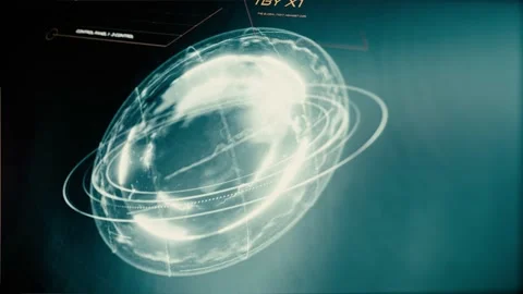 3D perspective digital HUD Earth Globe user interface Stock Footage 142942411