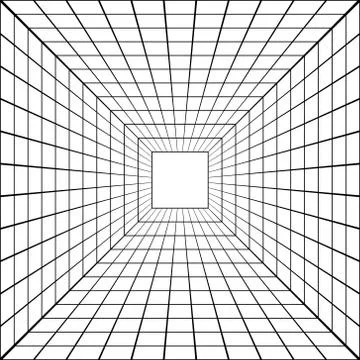 3D perspective mesh tunnel vector perspective square mesh Stock Illustration