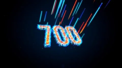 3D Perspective Number 700 Glowing Light Glitter Dust Particle Light Beam Lines 스톡 일러스트