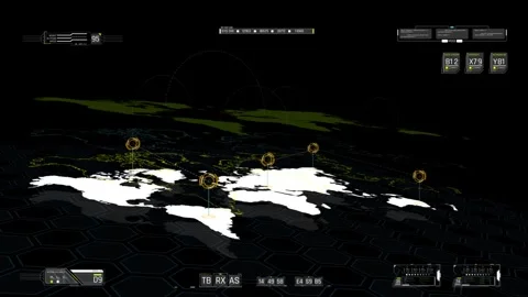 3D Perspective World Map HUD Interface with Hexagon Grid and Network Connections 動画素材 338433617