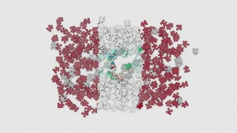 3D Peru flag assembled from a puzzle Stock Footage 277952267