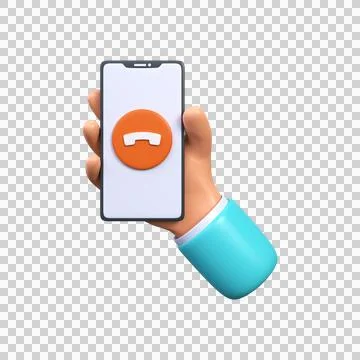 3d Phone call button on smartphone screen. Stock Illustration