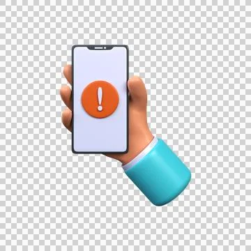 3d phone with an exclamation mark Stock Illustration