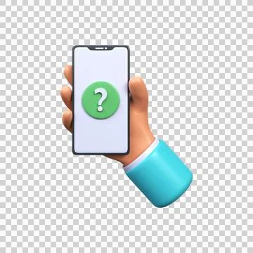 3d Phone in hand with a question mark. Illustrazione stock