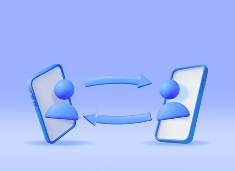 3D Phone with Users Avatars Connecting Together Stock Illustration
