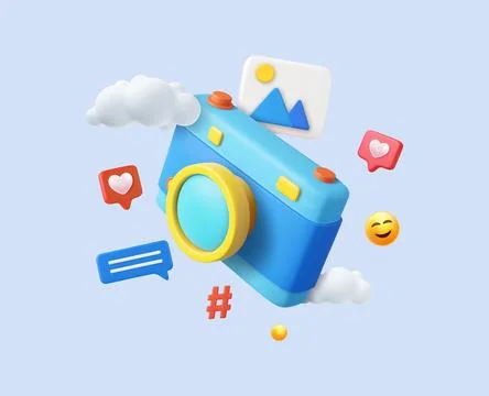 3d photo camera icon Stock Illustration