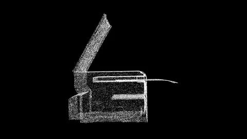 3D Photocopier printer MFP on black background. Modern technologies concept.. 库存插图