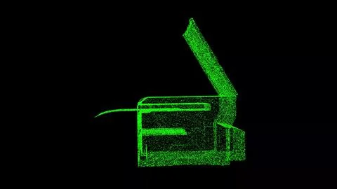 3D Photocopier printer MFP on black background. Modern technologies concept.  库存插图