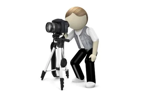 3D Photographer with camera Stock Illustration