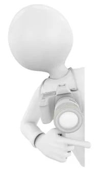 3d Photographer points a finger. image with a work path Stock Illustration