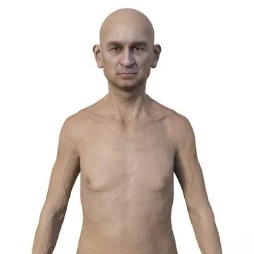 A 3D photorealistic illustration featuring the upper half part of an elderly  Stock Illustration