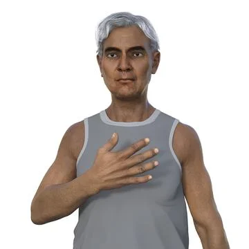 A 3D photorealistic illustration featuring the upper half part of an elderly  Stock Illustration