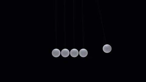 3D Physics Simulation - Newton's Cradle Wireframe - 4K Seamless Loop 스톡 동영상 334118090