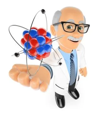 3D Physics teacher with an atom Stock Illustration