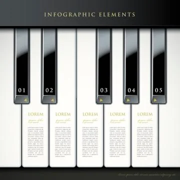 3d piano keys infographic elements 库存插图