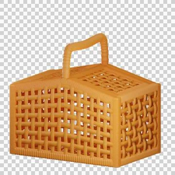 3d picnic basket object with transparent background Stock Illustration