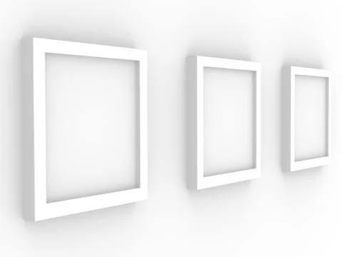 3d picture gallery with frameworks of white color Stock Illustration