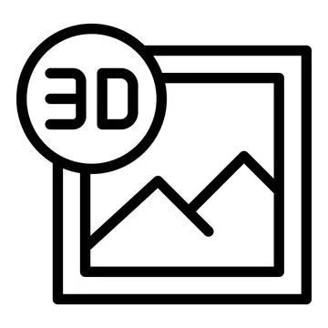3d picture icon outline vector. 3d camera tour Stock Illustration