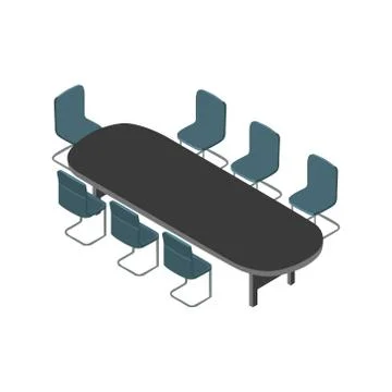 3d picture of a negotiating table on a white background. Vector illustration Stock Illustration
