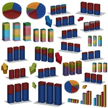 3d pie and bar charts Stock Illustration