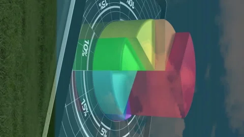 3D pie chart animation over tablet on gr... | Stock Video | Pond5