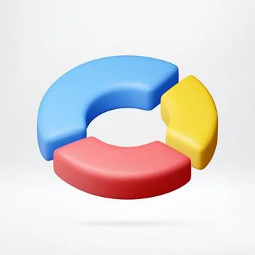 3d pie chart in blue, yellow, red colors Stock Illustration