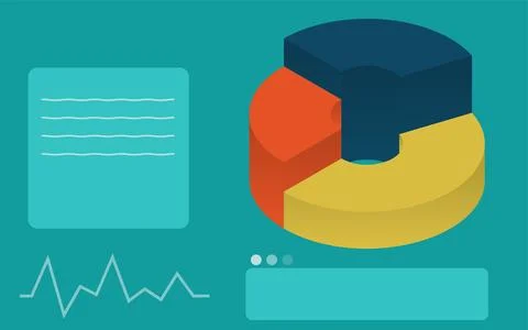 3D pie chart for data analysis isometric Stock Illustration