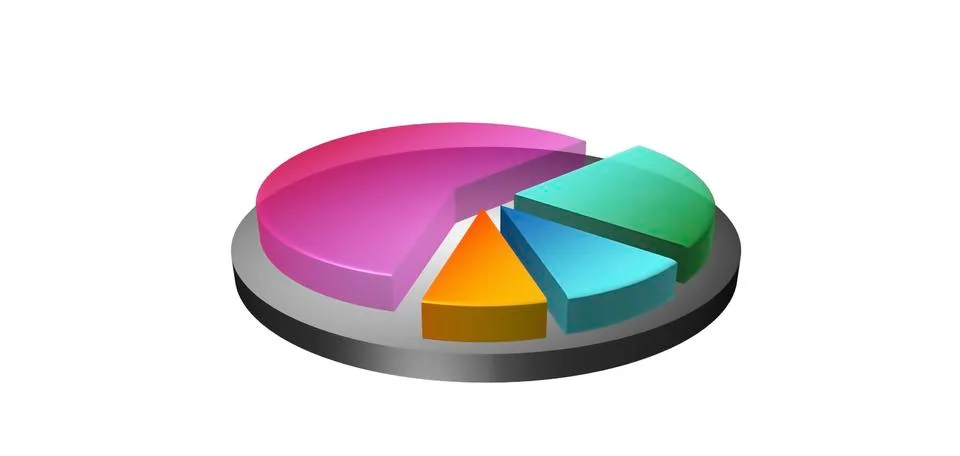 3D Pie chart with four different gradient color ready for attach information . Illustrazione stock