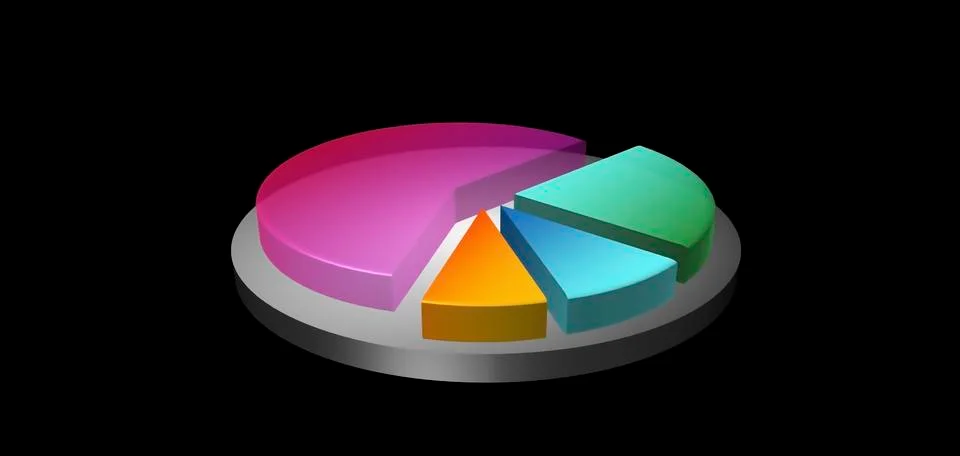 3D Pie chart with four different gradient color ready for attach information . Illustrazione stock