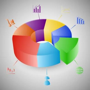 3D pie chart graph infographic Stock Illustration